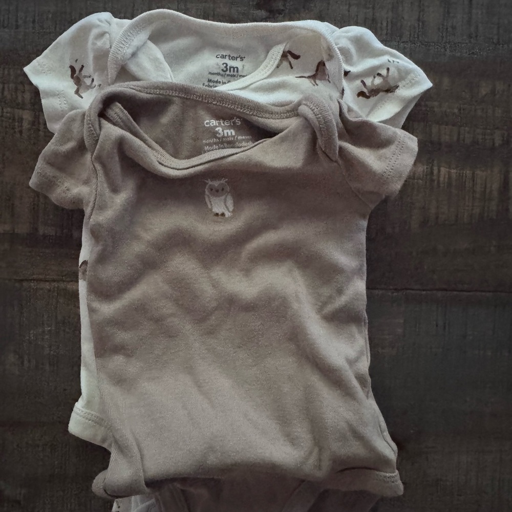 Carter's Baby Bodysuits - Cream and Tan
